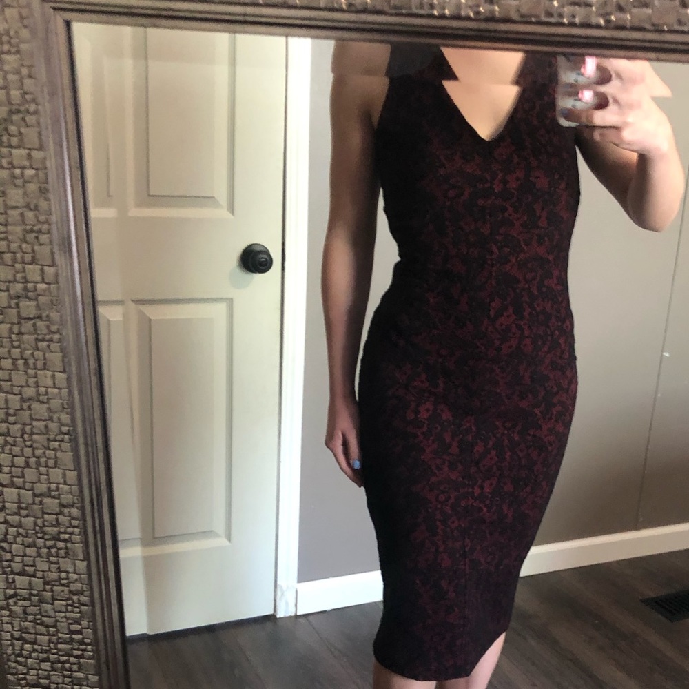 Michael Kors red & black body con dress